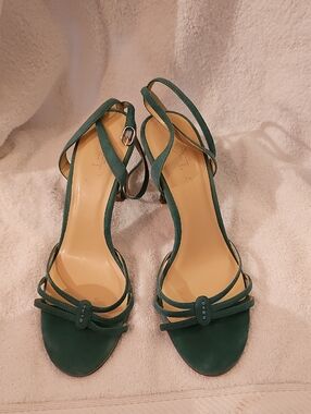 LOFT Dark Green Strappy Heeled Sandals